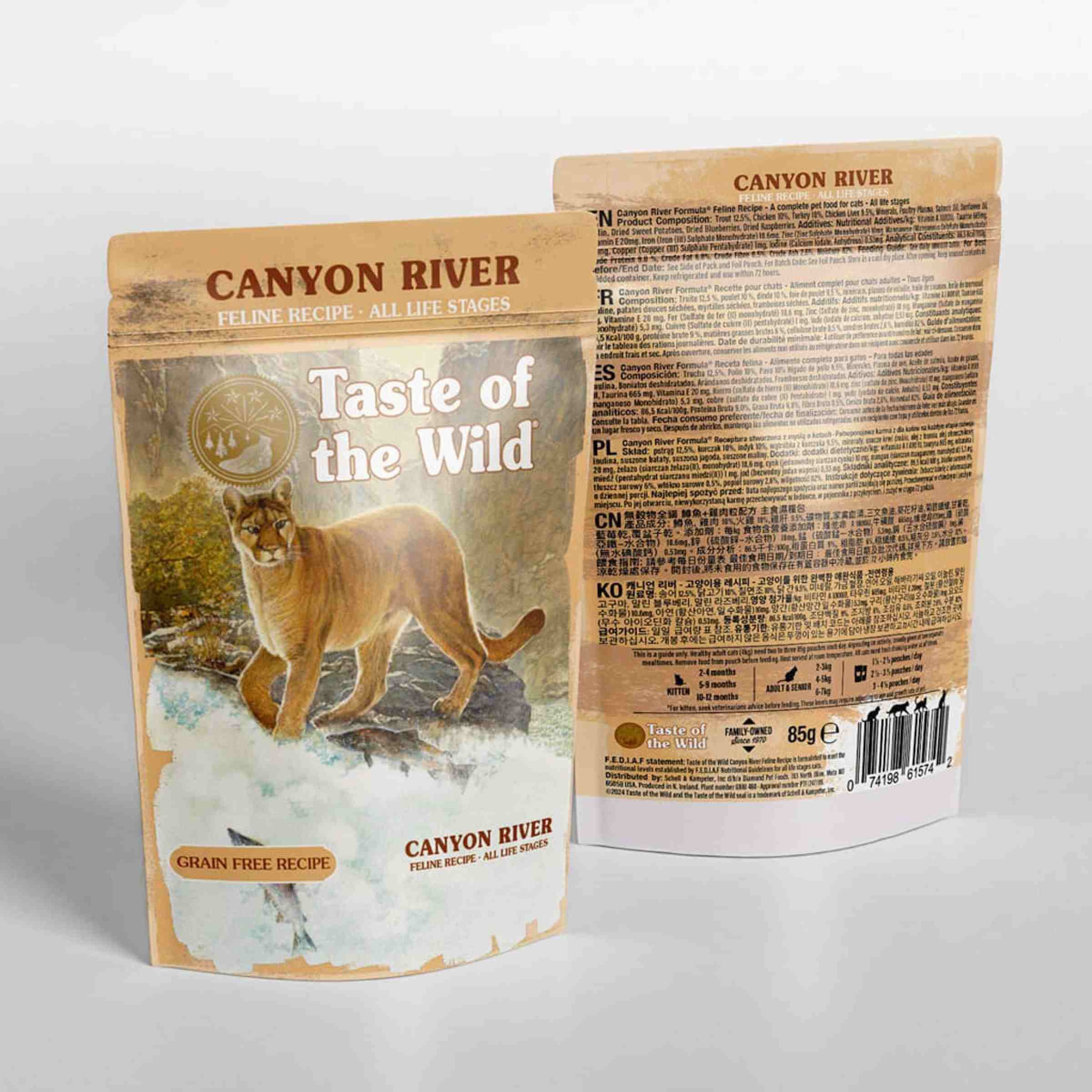 پوچ گربه مدل Canyon River قزل آلا و سالمون دودی وزن 85 گرم  کد 5010