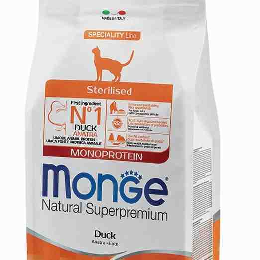 غذای خشک گربه بالغ مدل Monoprotein مخصوص عقیم شده، اردک