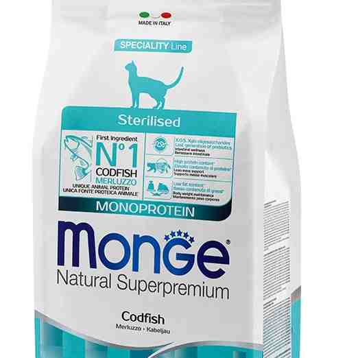 غذای خشک گربه بالغ مدل Monoprotein مخصوص عقیم شده، ماهی کاد