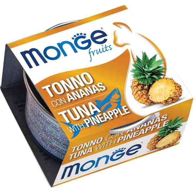 کنسرو گربه مدل Fruits (تکه‌های ریز و نرم گوشت)، ماهی تن + آناناس- هر بسته 24 عدد