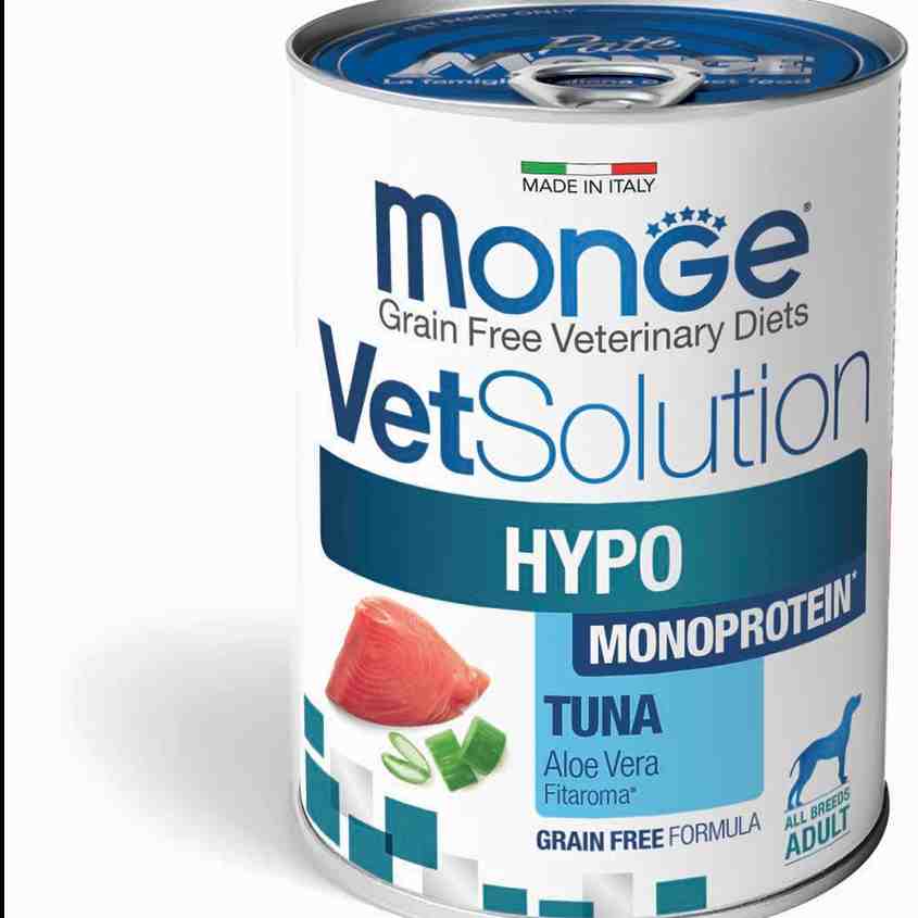 کنسرو درمانی سگ سری ضد حساسیت(هایپو) مدل Monoprotein، ماهی تن - هر بسته 12 عدد