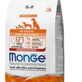 غذای خشک سگ پاپی و جونیور، مدل Monoprotein، همه نژادها ، اردک و برنج و سیب زمینی