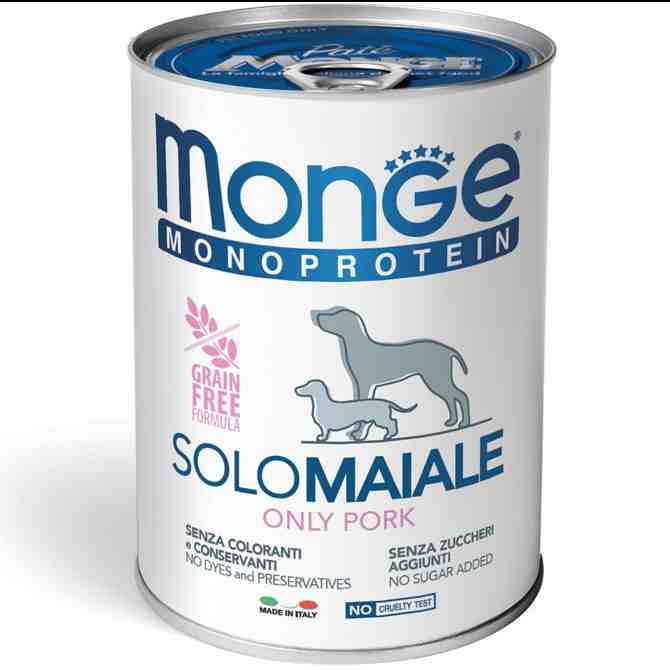 کنسرو سگ مدل Monoprotein ، خوک- 400 گرمی هر بسته 24 عدد