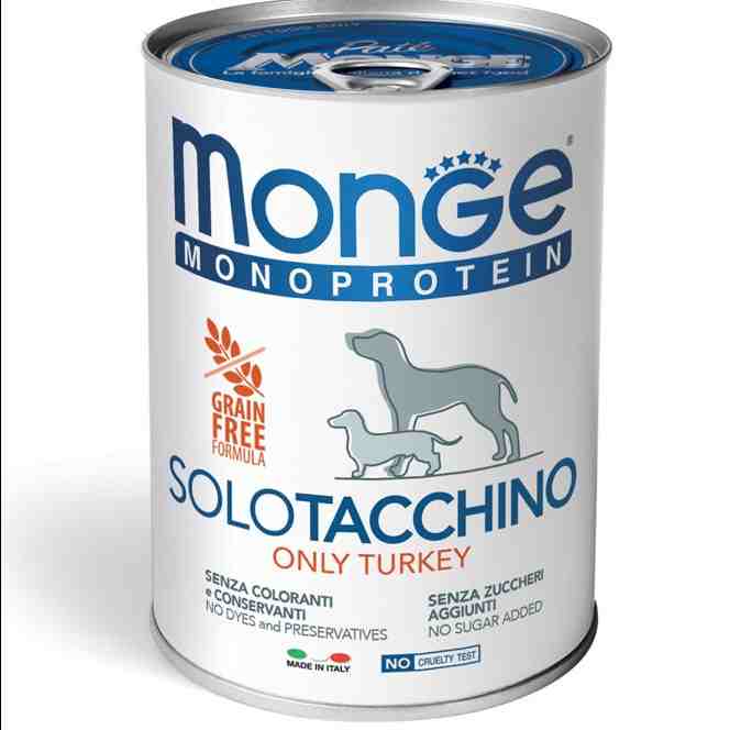 کنسرو سگ مدل Monoprotein ، بوقلمون- 400 گرمی هر بسته 24 عدد