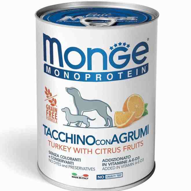 کنسرو سگ مدل Monoprotein ، بوقلمون و مرکبات - 400 گرمی هر بسته 24 عدد