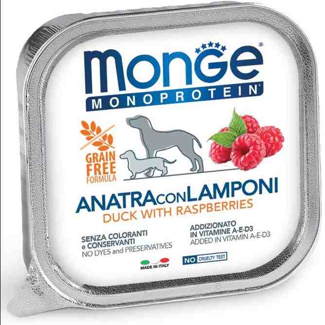 ووم سگ مدل Monoprotein (پاته)، اردک و رزبری- 150 گرمی هر بسته 24 عدد