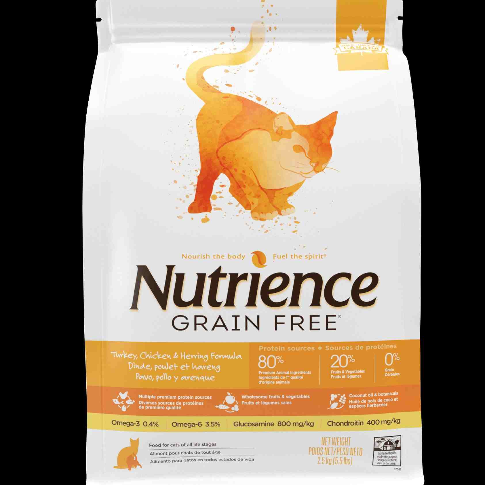 غذای خشک گربه بالغ GRAIN FREE - مرغ و بوقلون و شاه ماهی