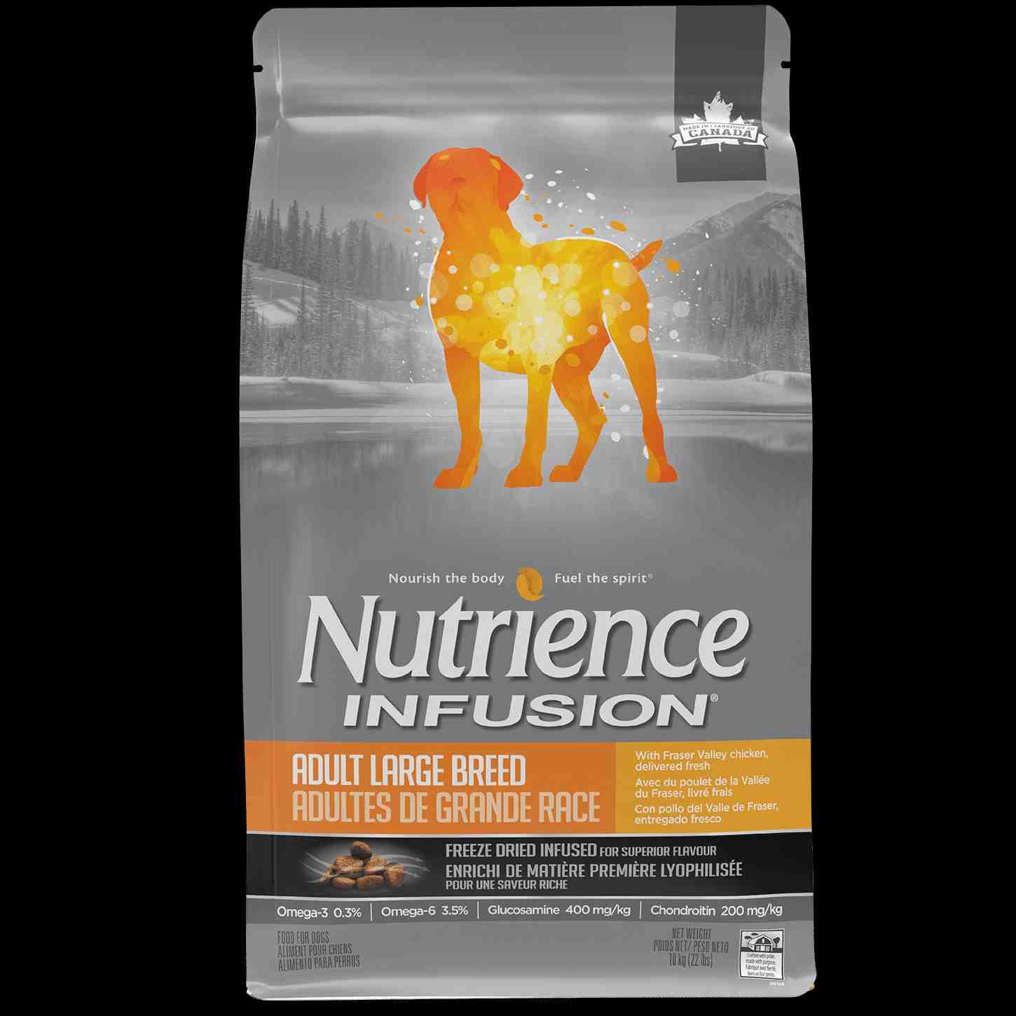ﻏﺬای ﺧﺸﮏ سگ بالغ نژاد بزرگ سری INFUSION حاوی Freeze Dried - مرغ تازه