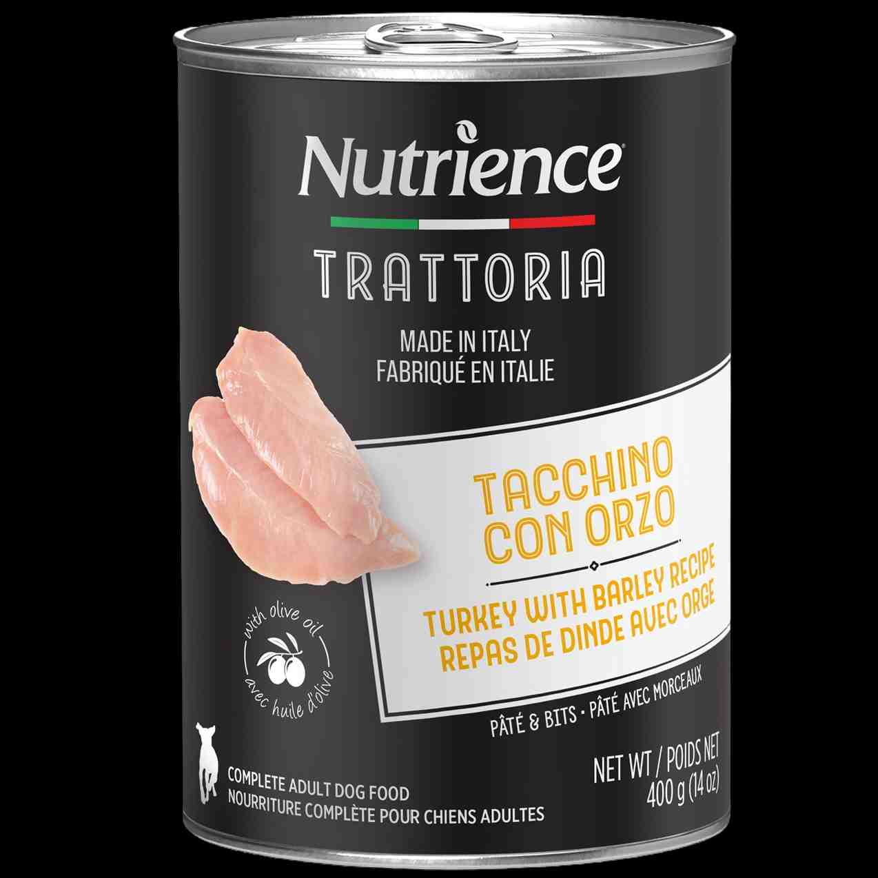 کنسرو سگ بالغ سری TRATTORIA محصول ایتالیا- پاته بوقلمون با دستور پخت ویژه