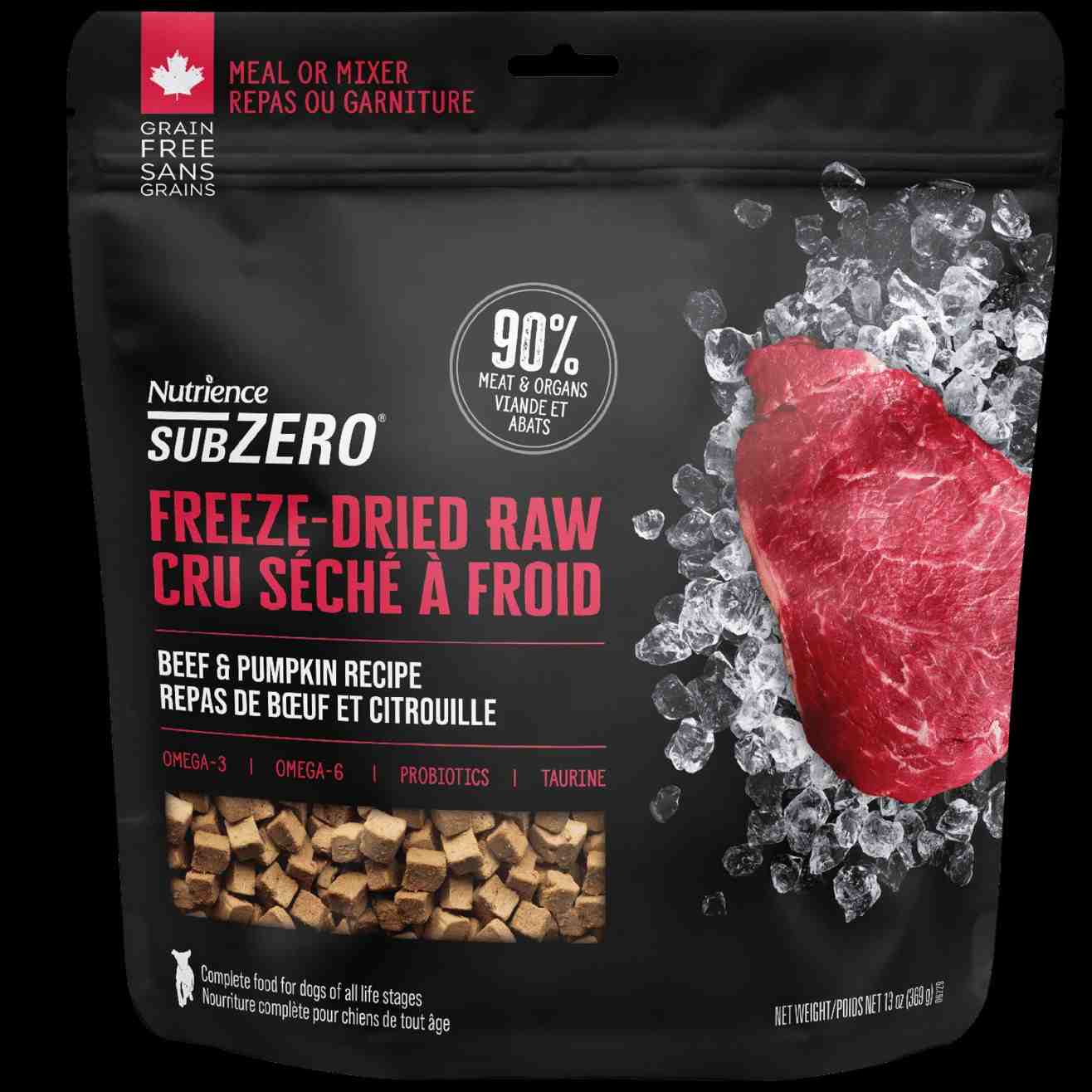 بسته بندی Freeze Dried Raw سگ بالغ همه نژادها- گاو و کدوحلوایی