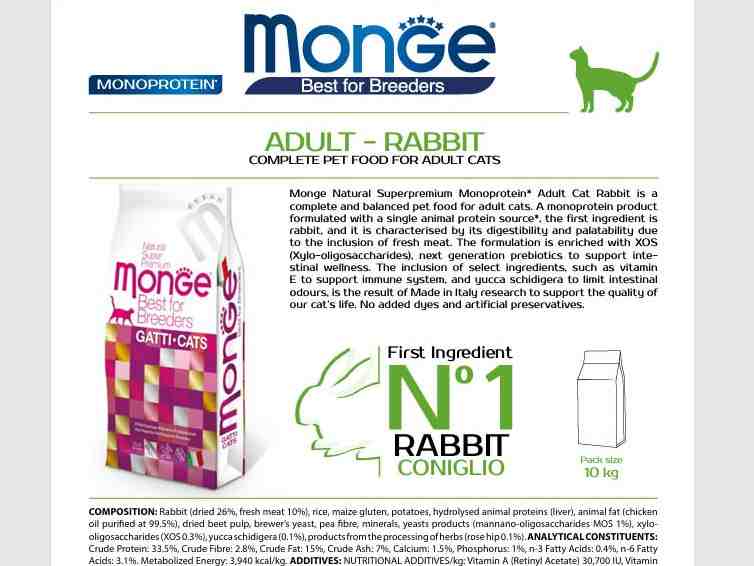 غذای خشک گربه بالغ Breeders مدل Monoprotein، خرگوش 10 کیلویی