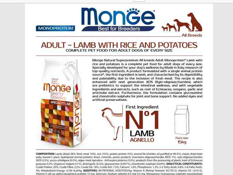 غذای خشک سگ بالغ نژاد کوچک Breeders مدل Monoprotein ، بره و برنج و سیب زمینی - 15 کیلویی