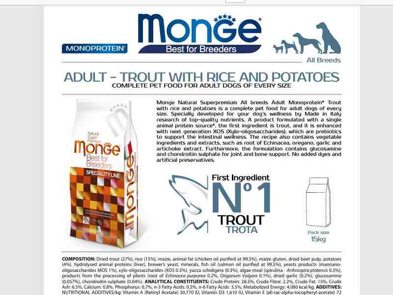 غذای خشک سگ بالغ Breeders مدل Monoprotein ، قزل آلا و برنج و سیب زمینی - 15 کیلویی
