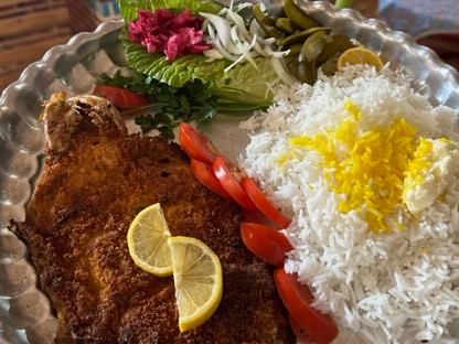 چلو ماهی سوخاری(قزل آلا)