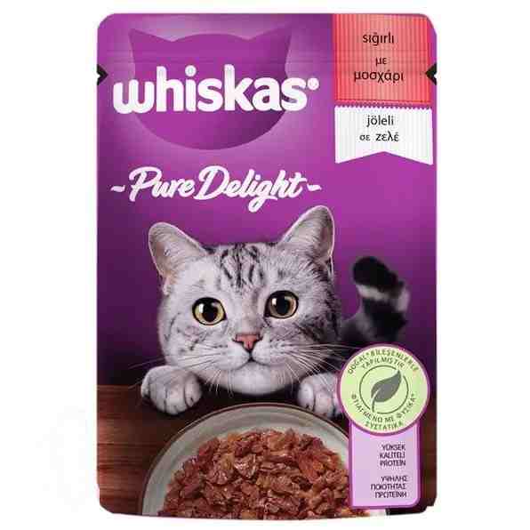 پوچ گربه ویسکاس گوشت گوساله در ژله 85 گرمی Pure delight ترکیه