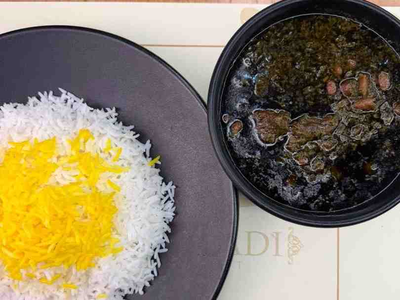 چلو خورش قورمه سبزی