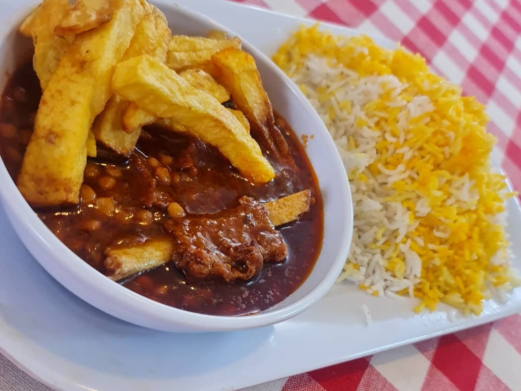 چلو خورشت قیمه سیب زمینی