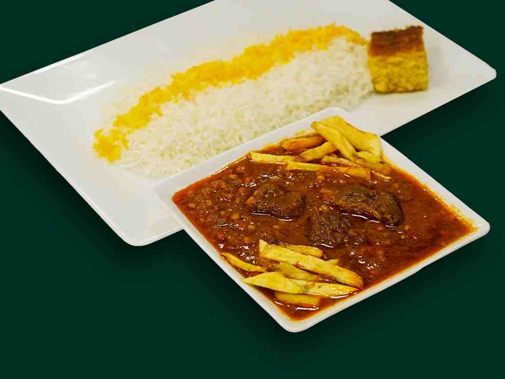 چلو خورشت قیمه سیب زمینی