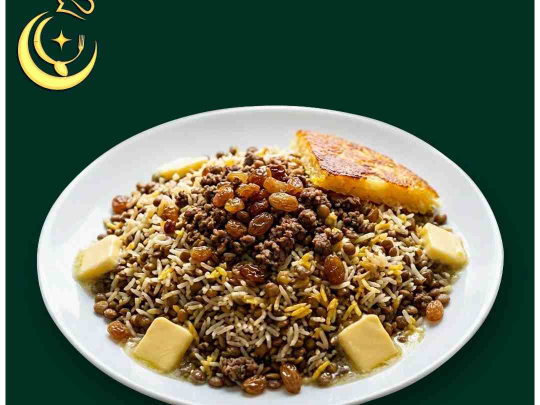 عدس پلو با گوشت