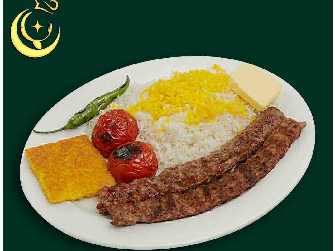 چلو کباب کوبیده 2 سیخ