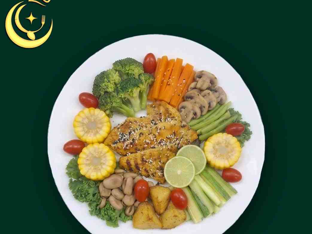 بشقاب فیله مرغ گریل و سبزیجات
