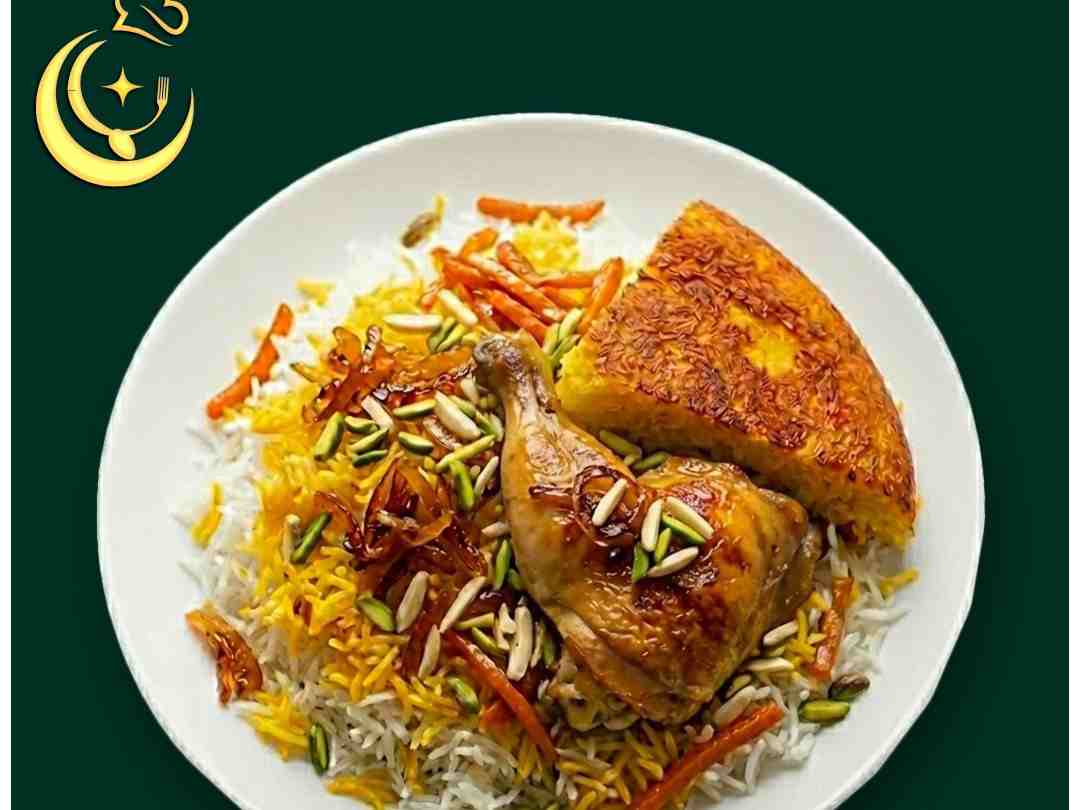 شیرین پلو با ران مرغ