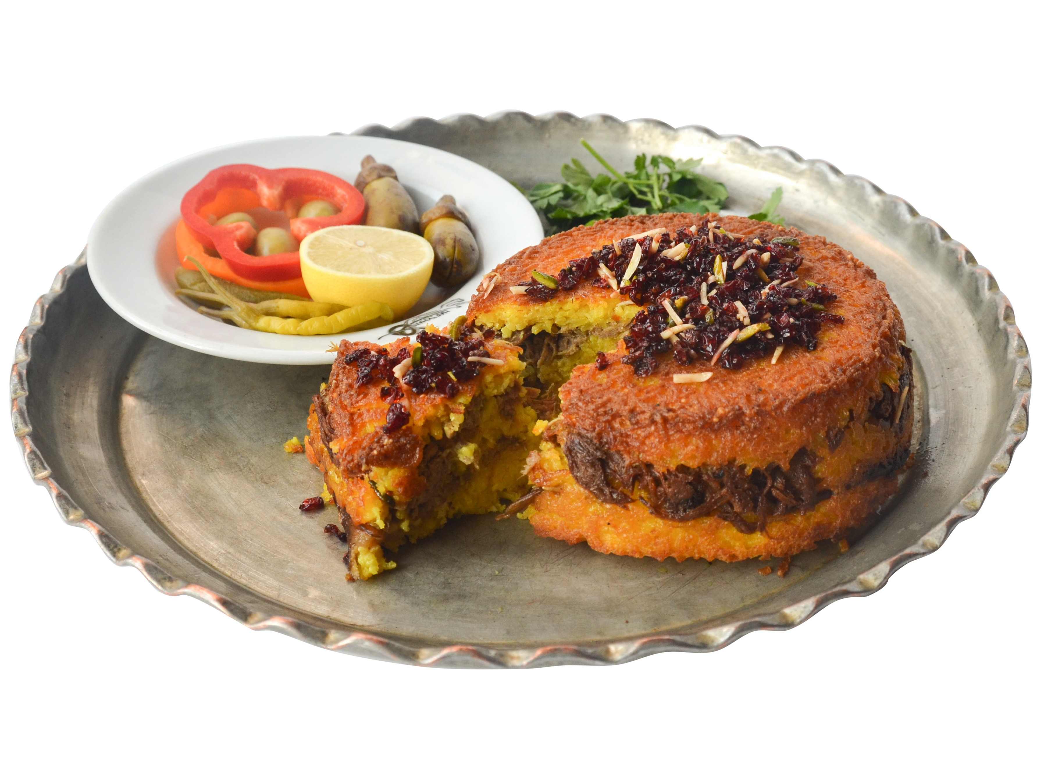 ته چين گوشت وبادمجان