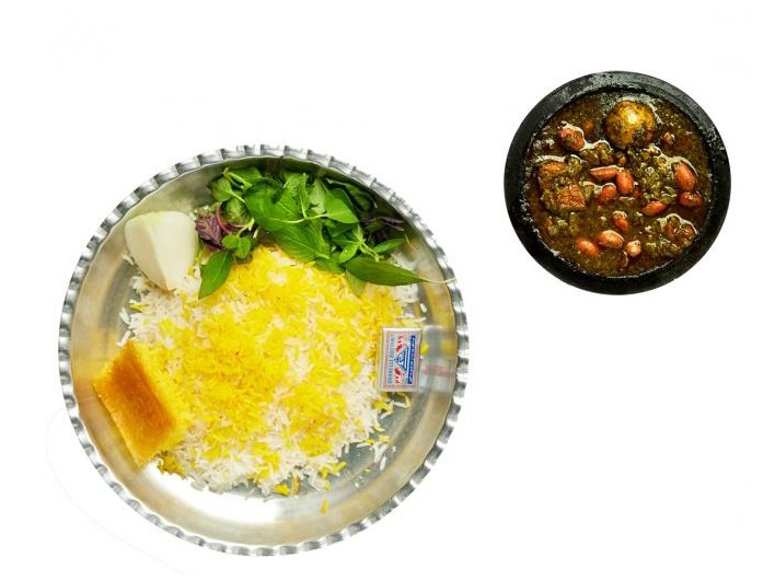 چلو خورشت قورمه سبزی تنوری