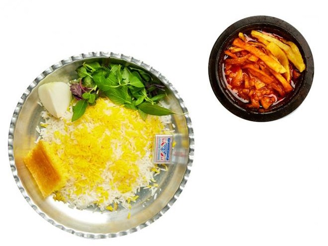 چلو خورشت قیمه سیب زمینی تنوری