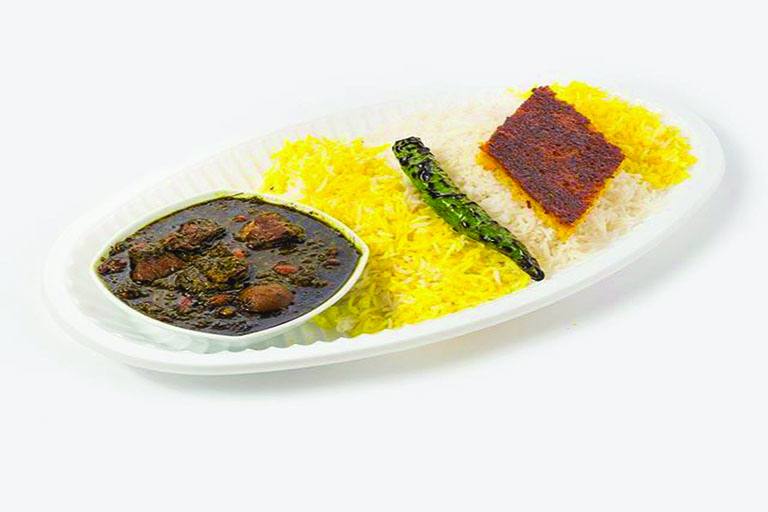 چلوخورشت قورمه سبزی برنج ایرانی