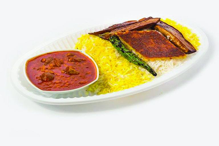 چلوخورشت قیمه بادمجان برنج ایرانی
