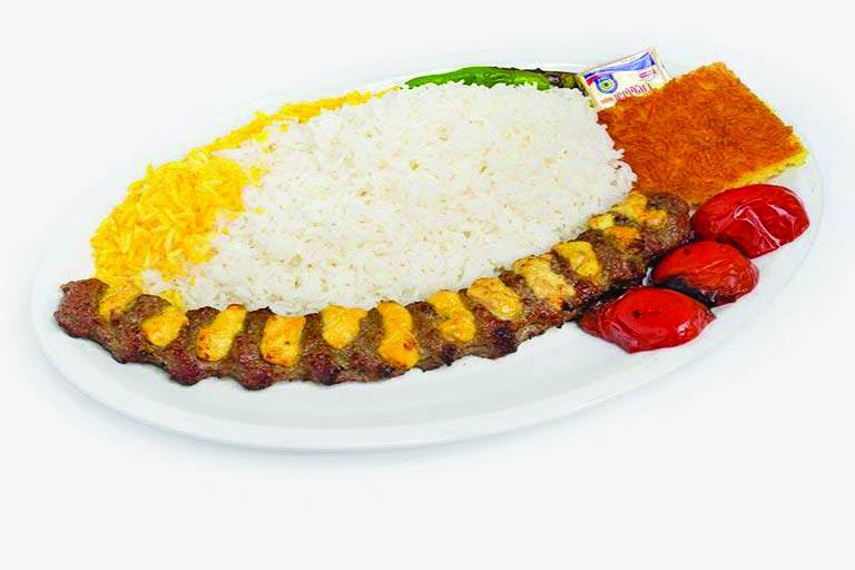 چلو کباب کوبیده نگینی