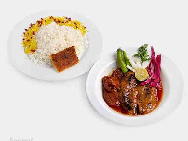 چلو خورشت گوجه بادمجان