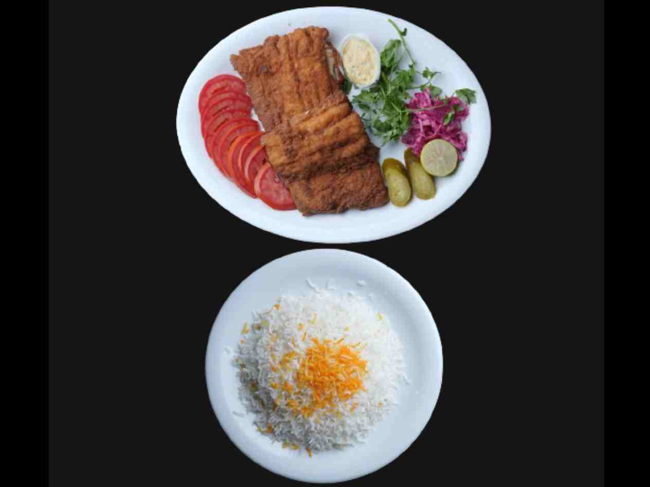 چلو ماهی قزل آلا سرخ شده/ کبابی