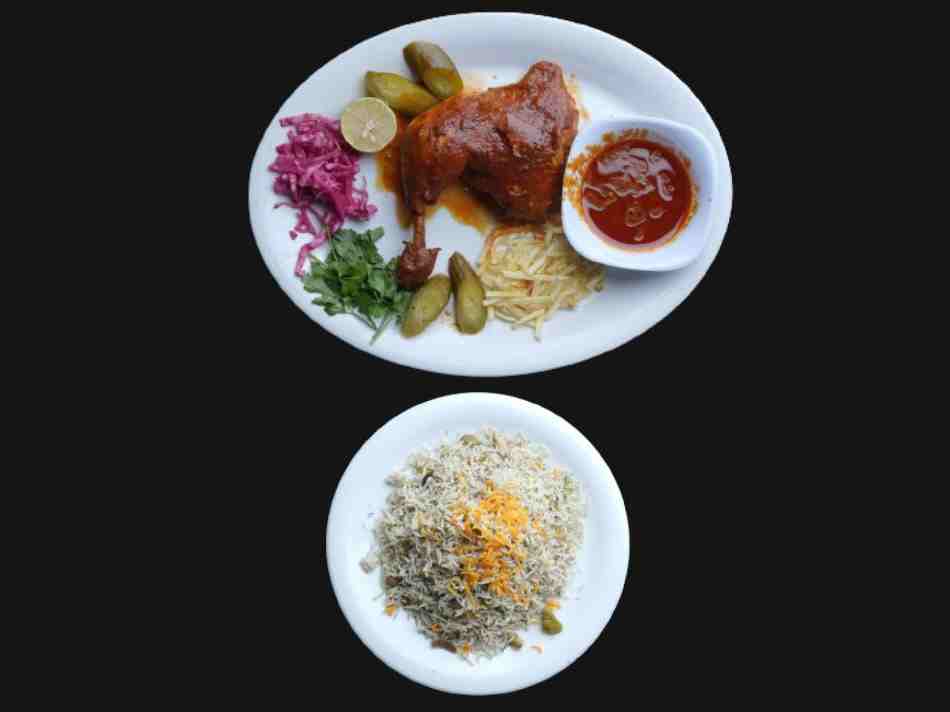 چلو باقالی پلو با مرغ ربی/ سرخ شده