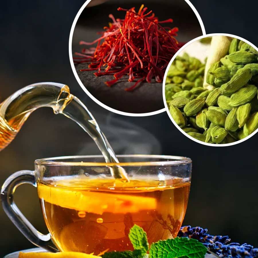 چای هل و زعفران با قوری