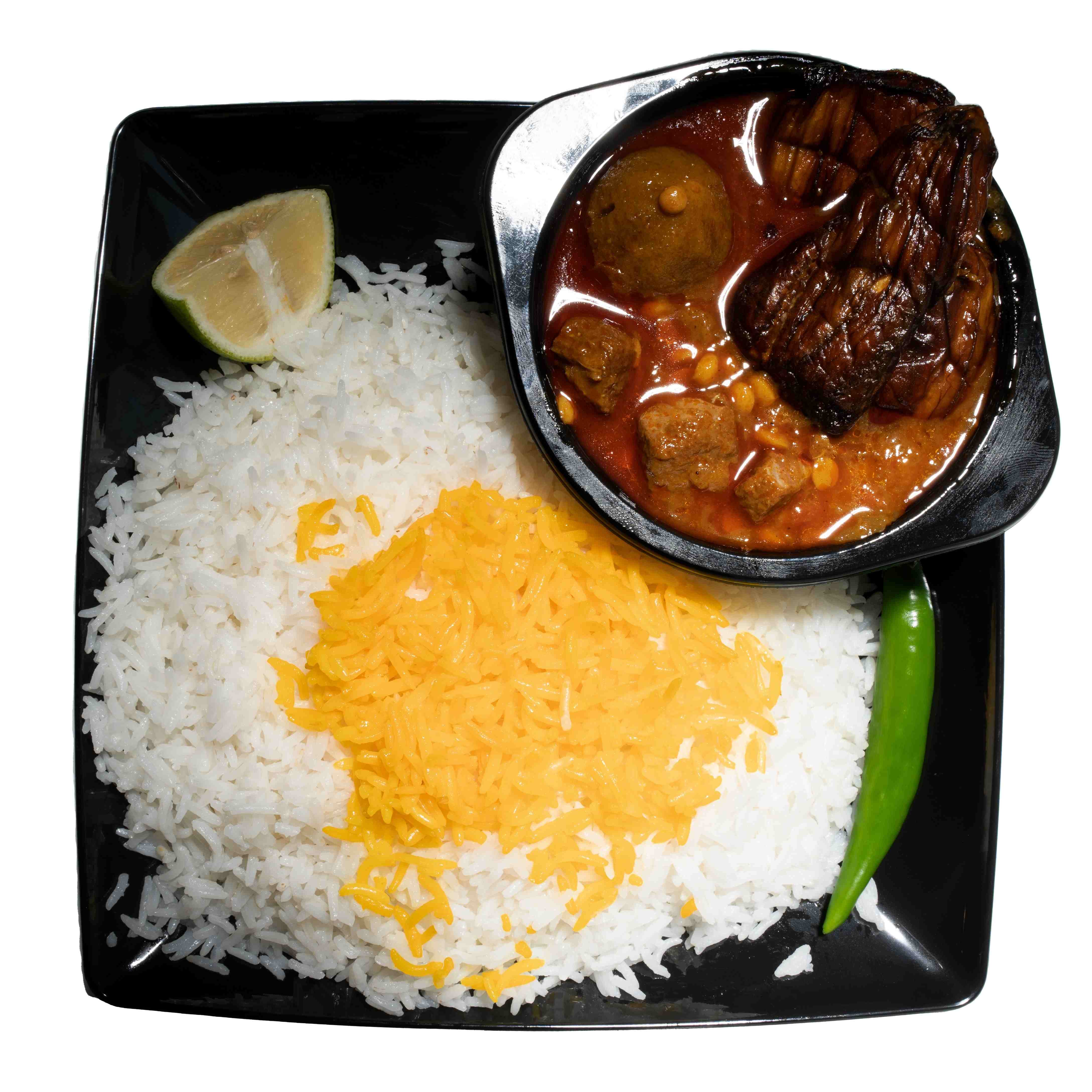 چلو خورشت قیمه بادمجان