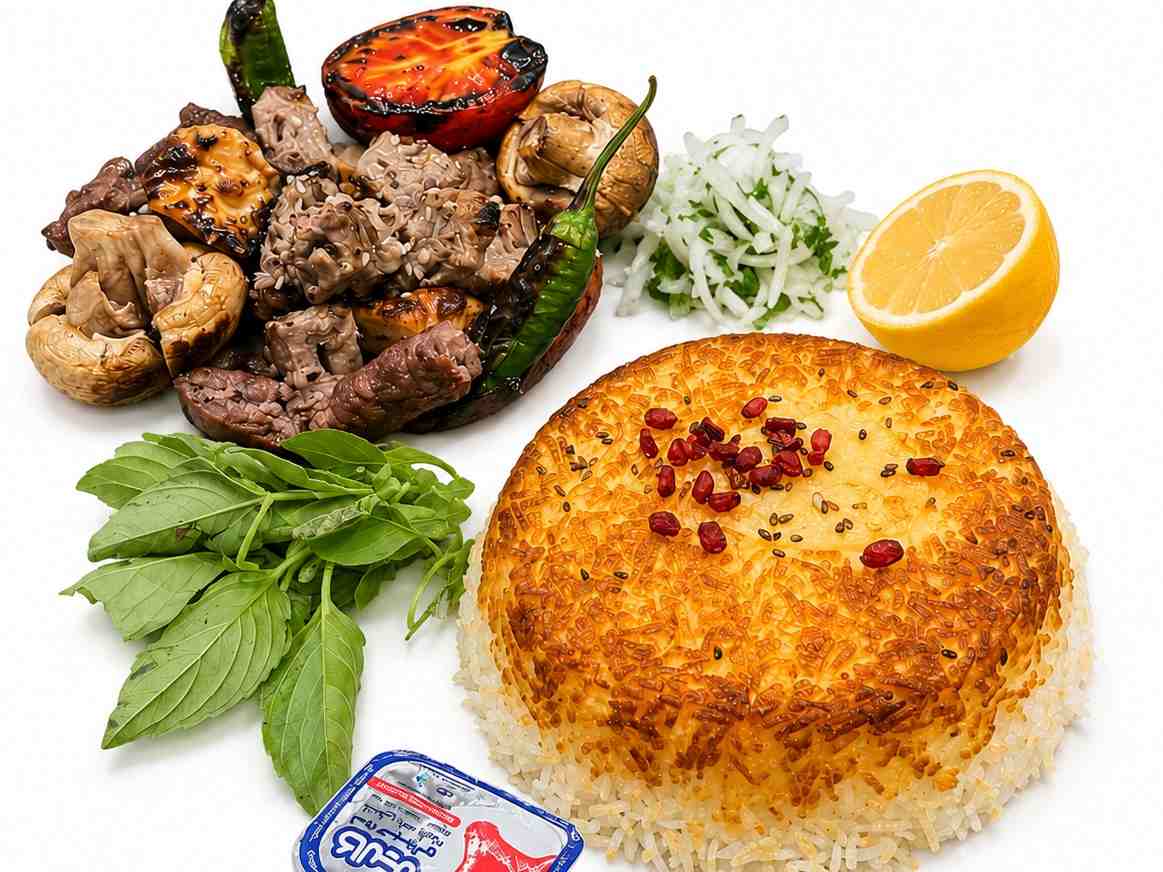 کاسه کباب با کته