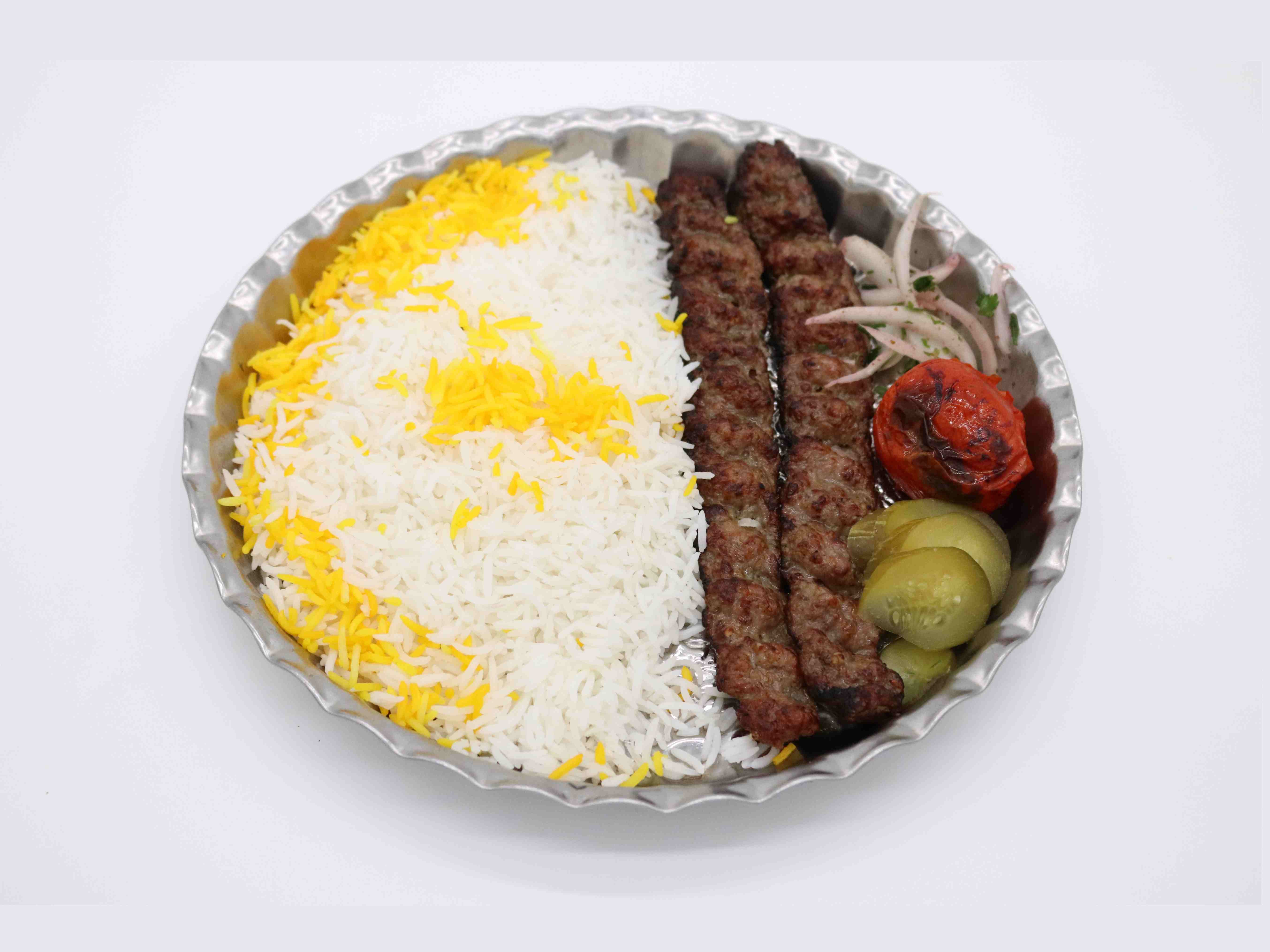 چلو کباب کوبیده (2 سیخ)
