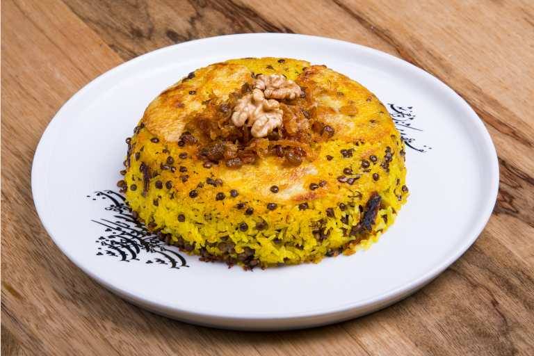 عدس پلو با گوشت بره