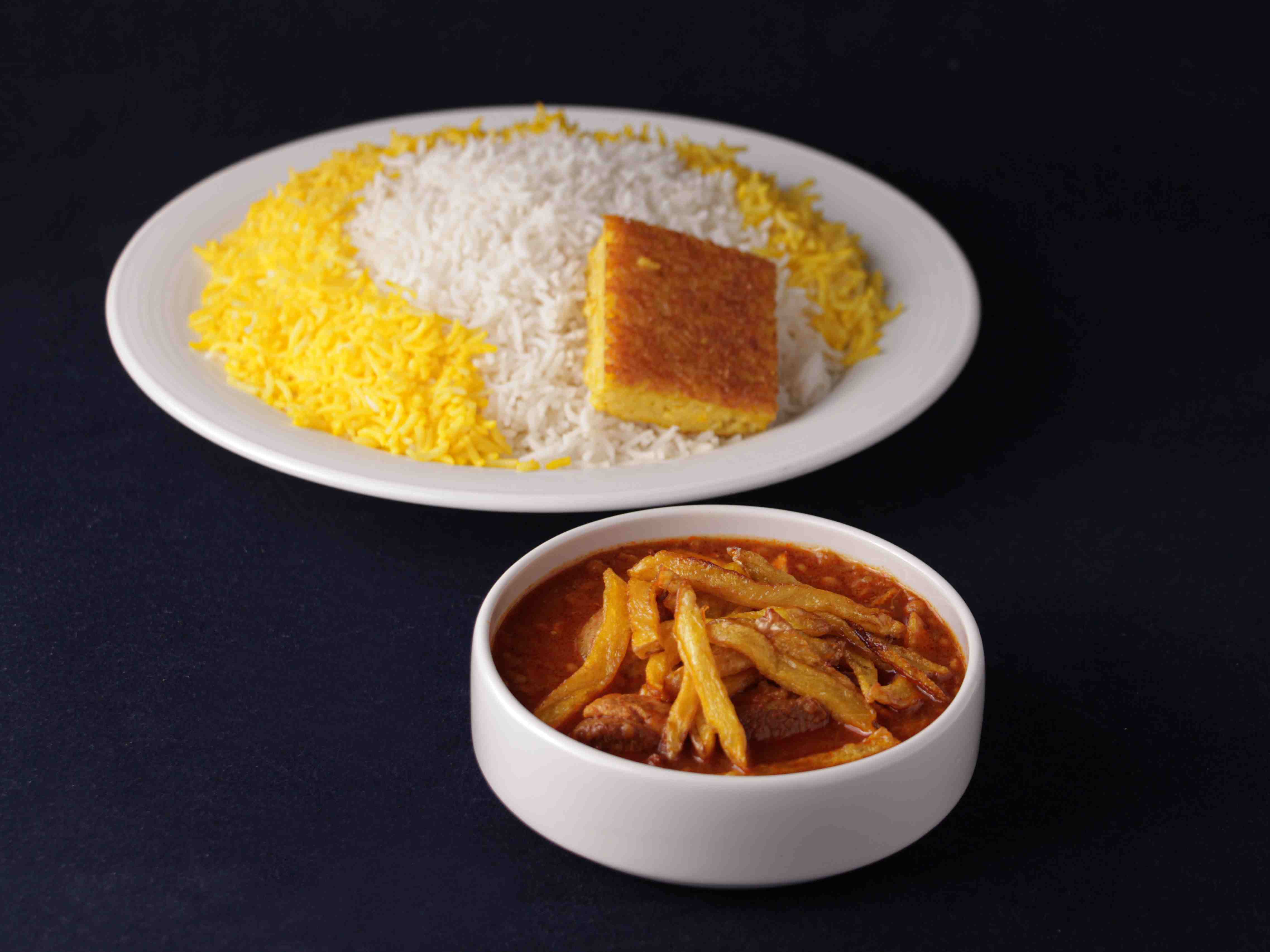 چلو خورش قیمه سیب زمینی
