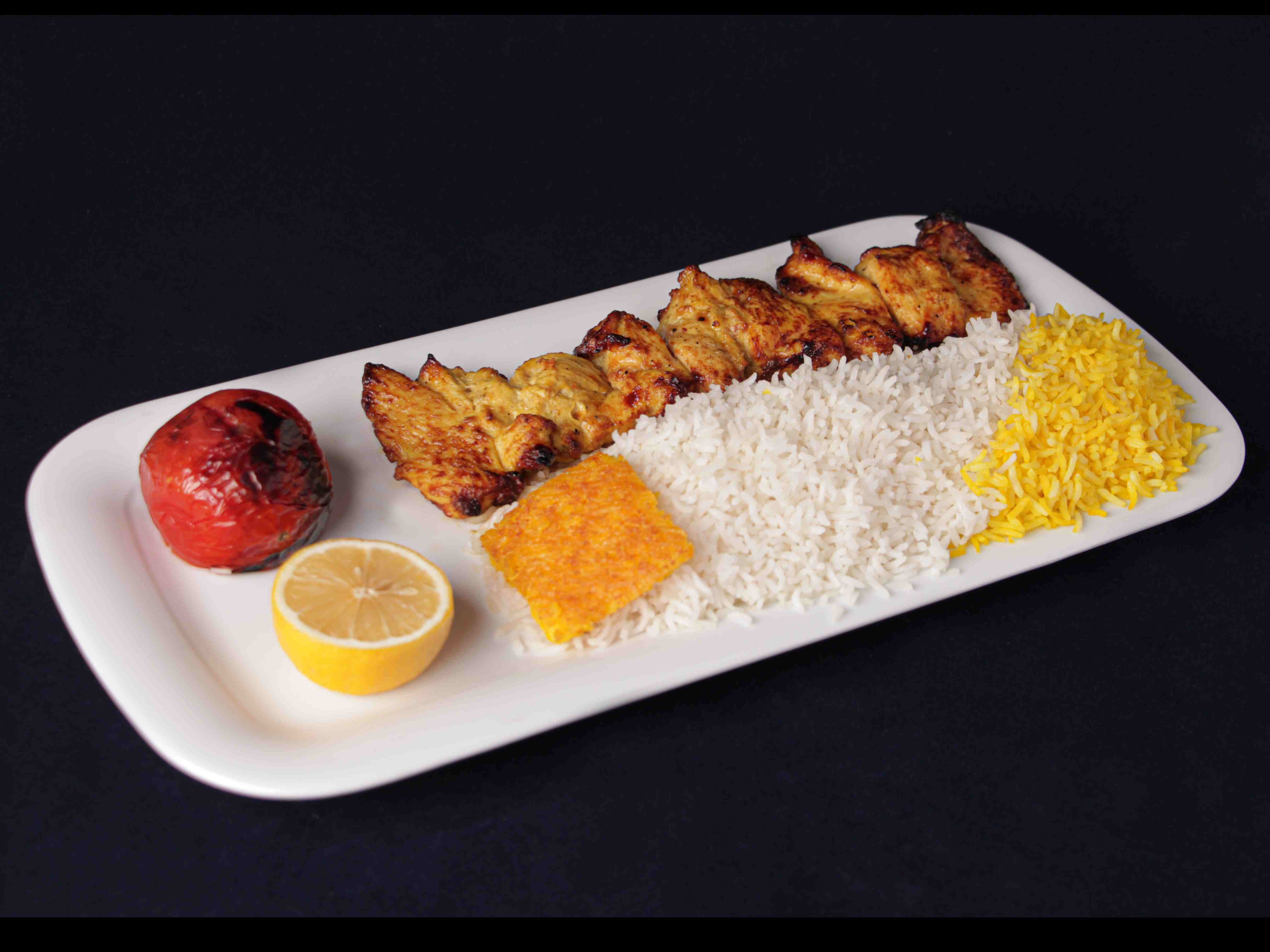 چلو جوجه کباب زعفرانی
