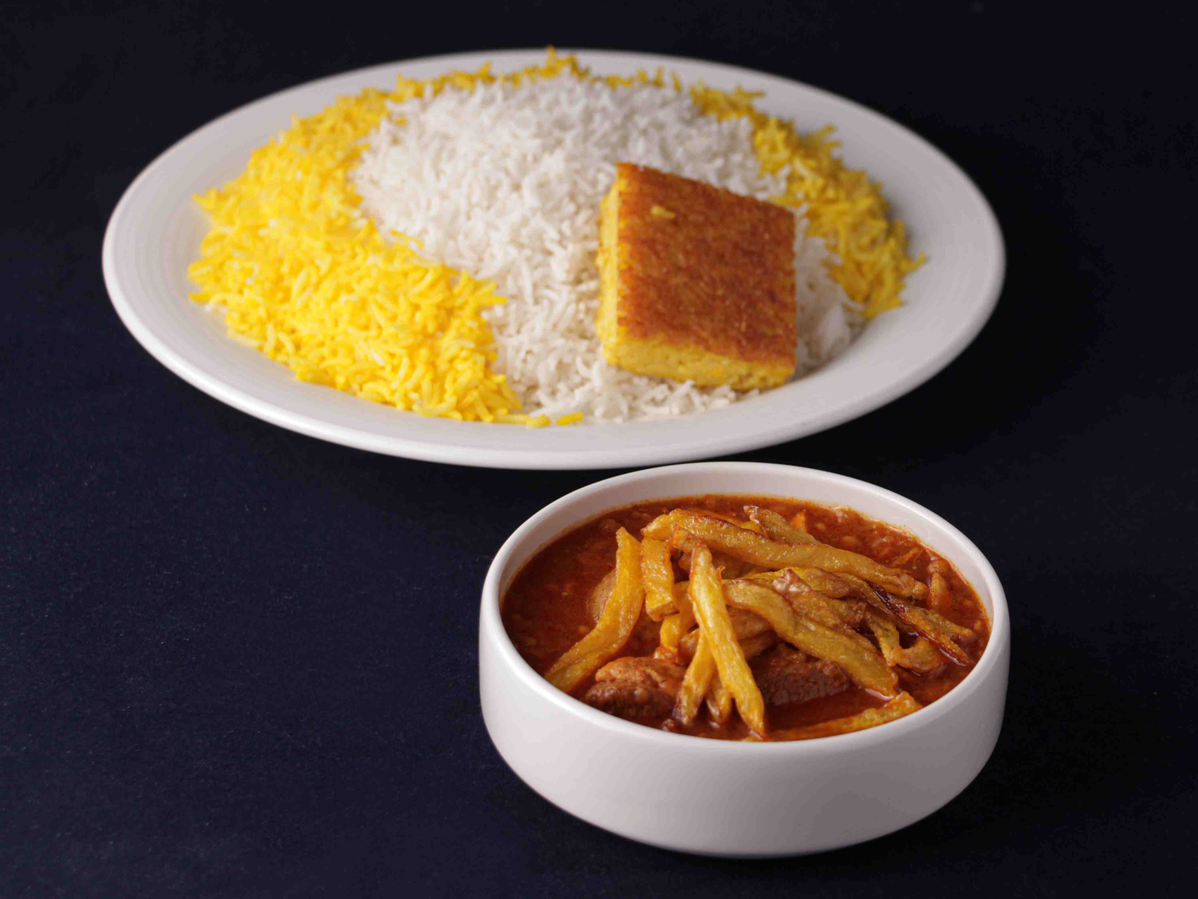 چلو خورش قیمه سیب زمینی