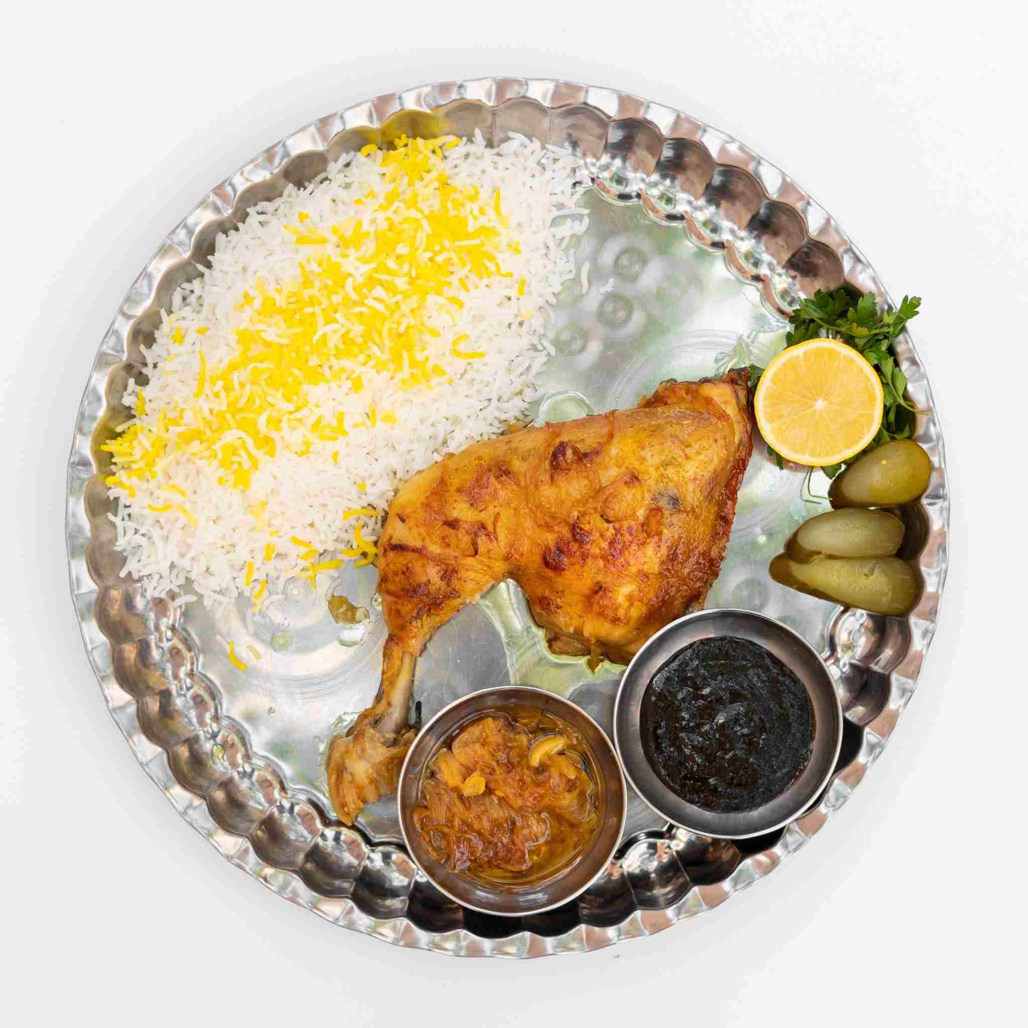چلو مرغ سرخ شده