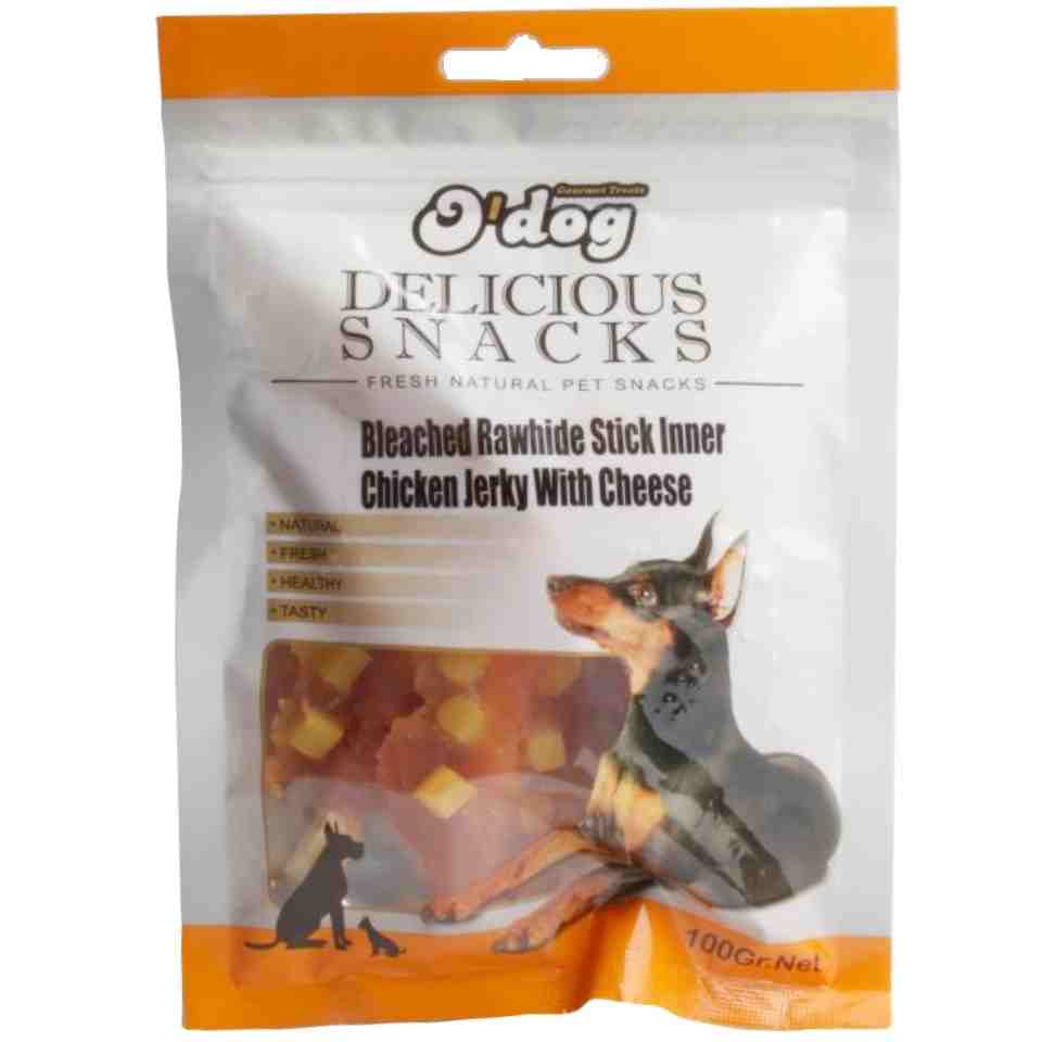 Bleached Rawhide Stick Inner Chicken Jerky With Cheese
