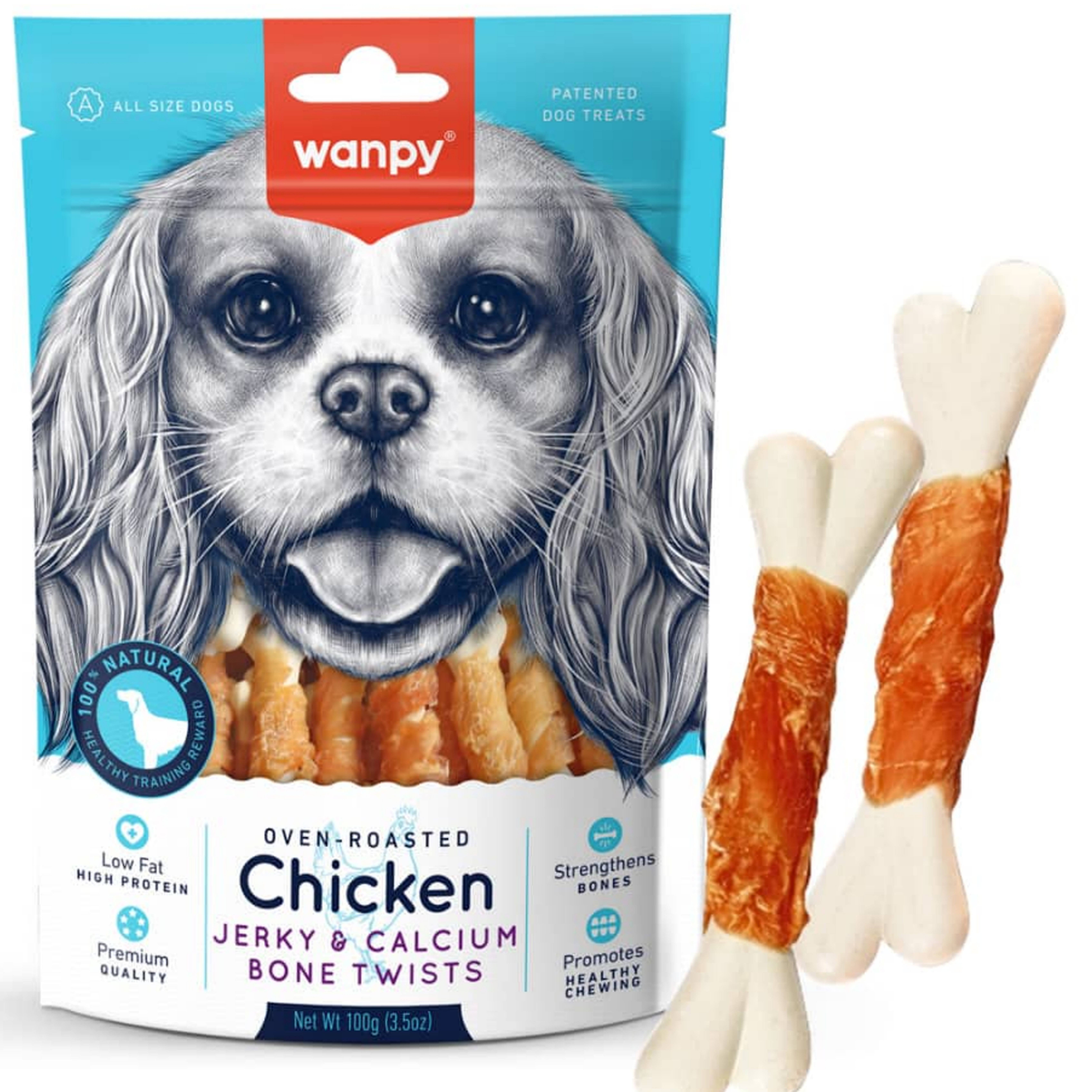 تشويقي دوسر استخوان مرغ سگ ونپي - Chicken Jerky & Calcium Bone Twist