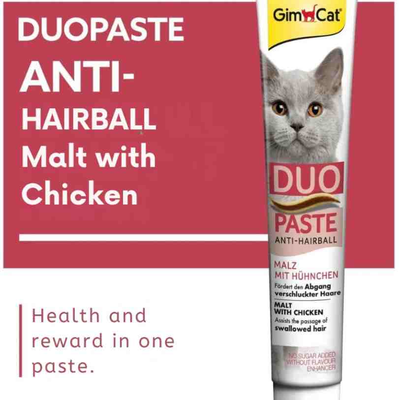 خمیر مالت دیو پیست با طمع مرغ GimCat DUO PASTE (anti-hairball) 50g