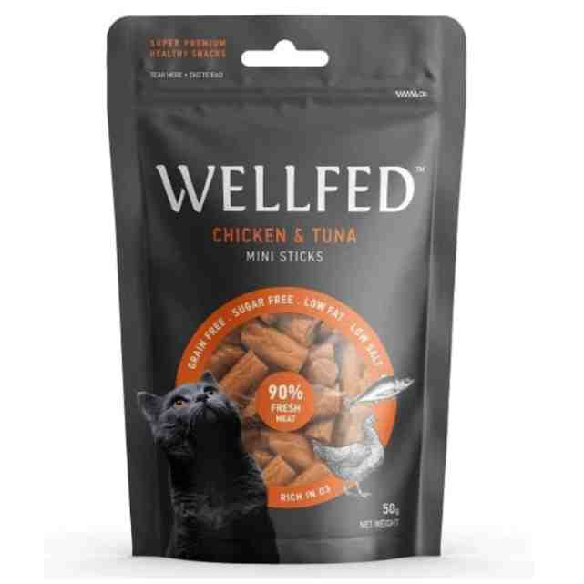 تشویقی گربه ولفد مرغ و ماهی Wellfed chicken/tuna mini sticks 2101