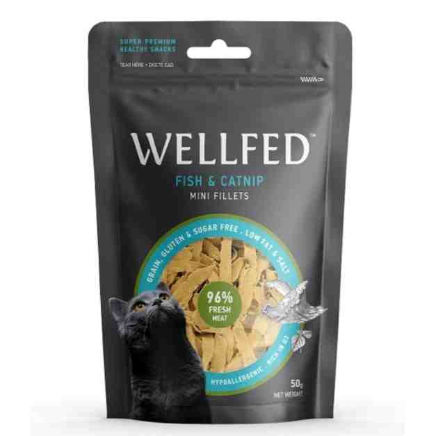 تشویقی گربه ولفد ماهی و کت‌نیپ Wellfed Fish/catnip mini fillets 2106