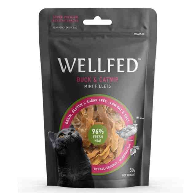 تشویقی گربه ولفد اردک و کت‌نیپ Wellfed duck/catnip mini fillets 2105